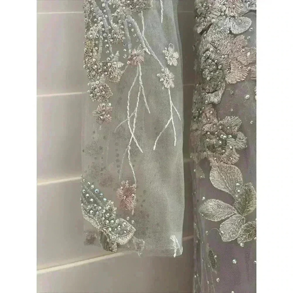 Mac Duggal 20402 Embellished Wrap Illusion A Line Gown 4 Pastel Floral Evening - Picture 9 of 12